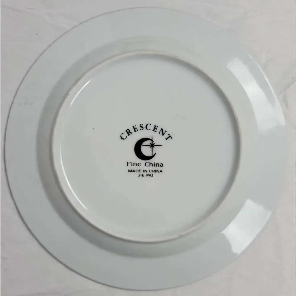 Crescent Fine China Jie Pai Dessert Plate Painted Golden Flowers and Accents